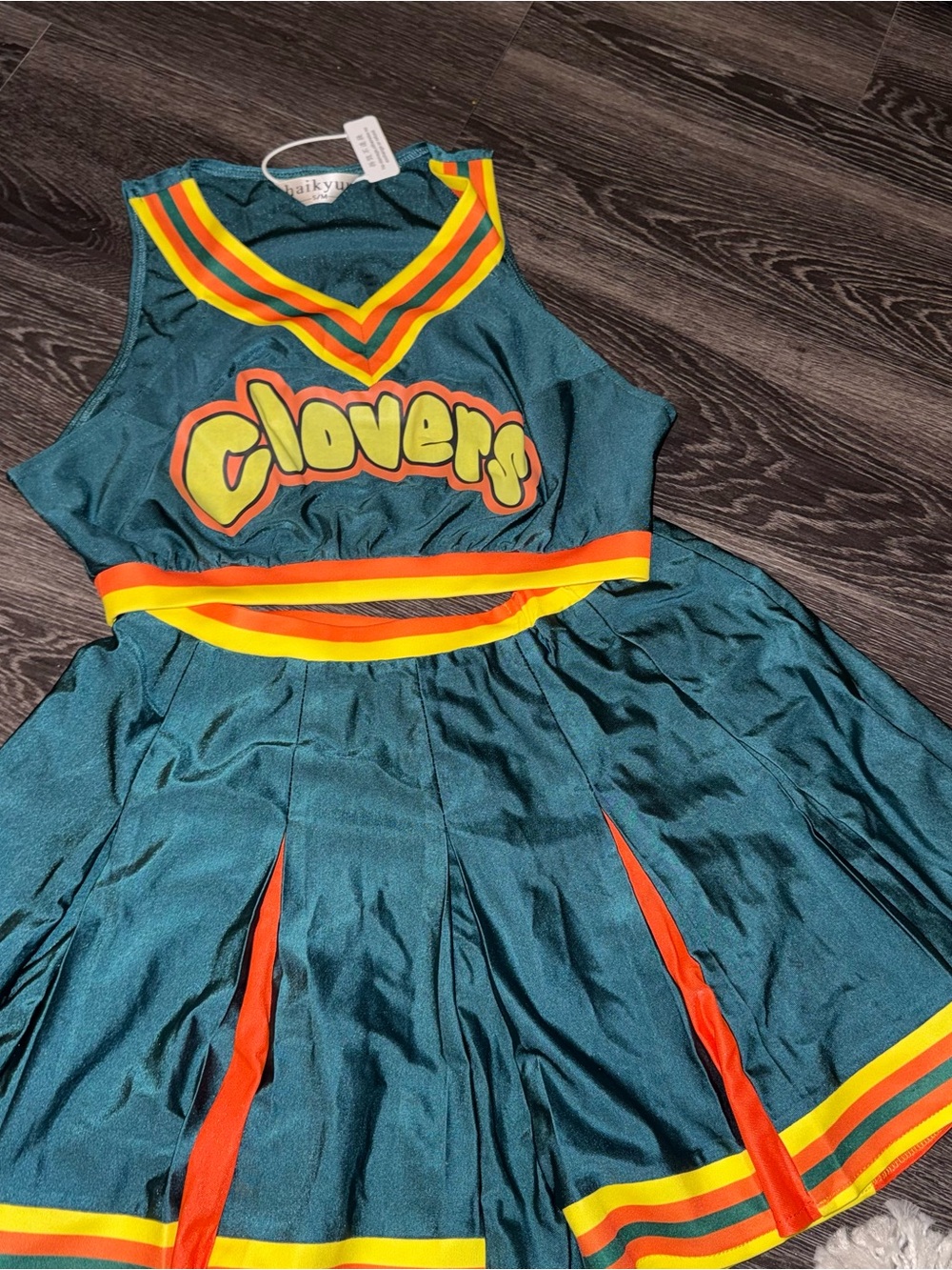 Teal 'Clovers' Cheer outfit for Halloween
